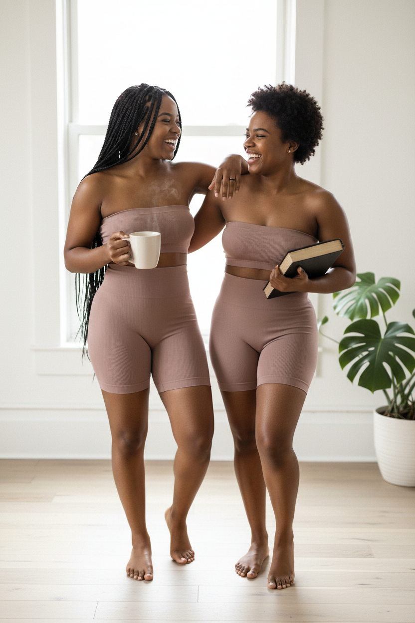 Black Girls Wearing Ribbed Set