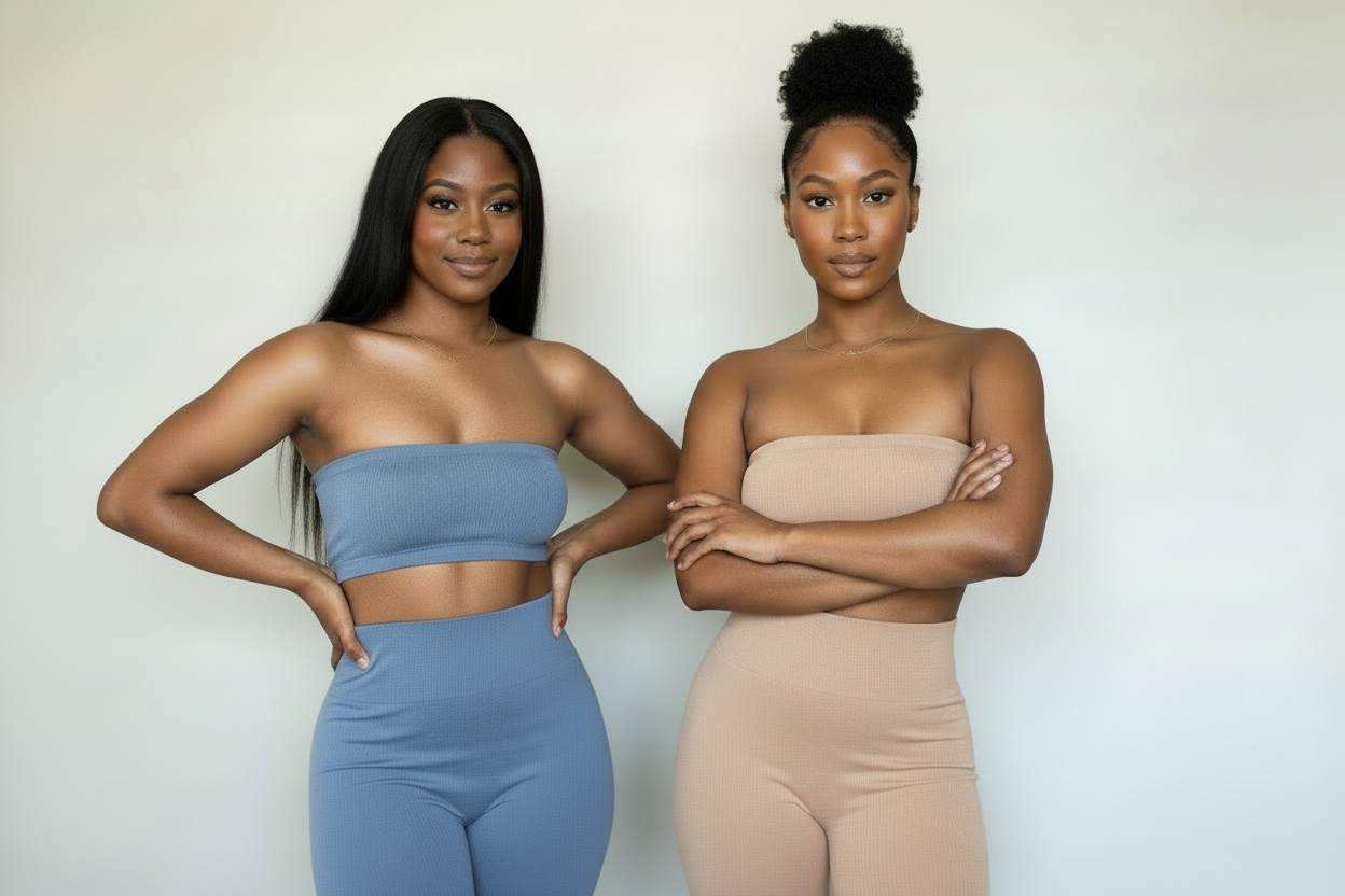 Two Black Girls - Dusty Beige Biker Set Studio